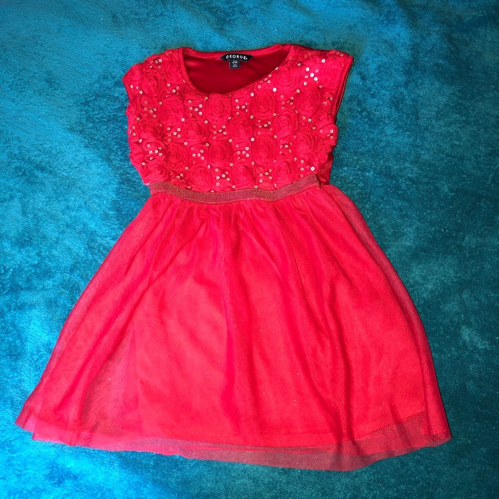 Girls red rose dress